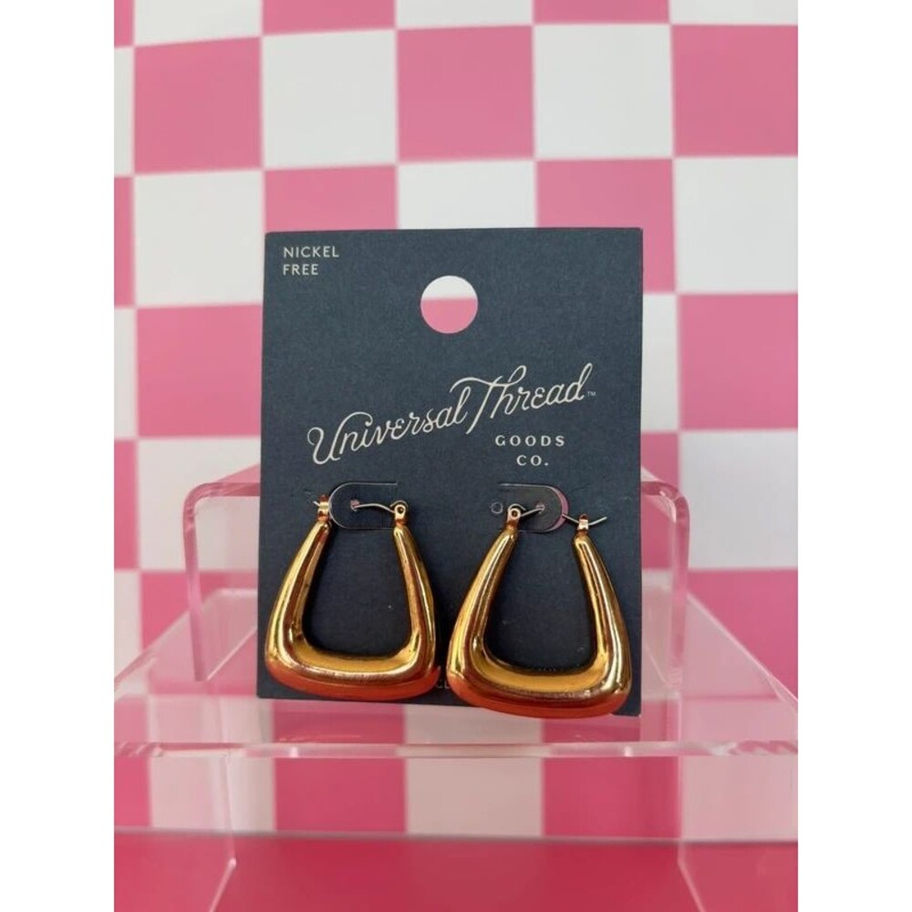 Gold rectangle hoop earrings